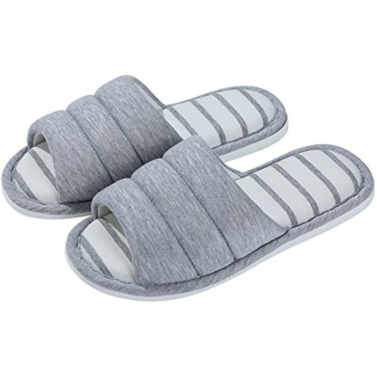Women's Soft Indoor Slippers Open Toe Cotton Memory Foam Slip on
