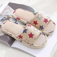 thumbnail image 1 of Women's Soft Indoor Slippers Open Toe Cotton Memory Foam Slip on Home Shoes House Slippers, 1 of 6