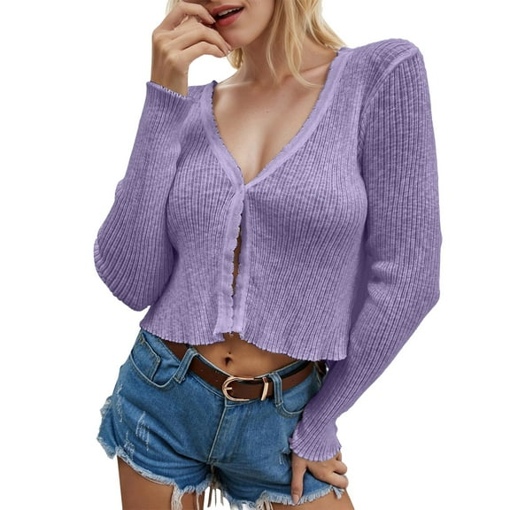 Women's Soft Knit Cardigan V Neck Button Down Long Sleeve Lightweight Sweater for Casual Wear
