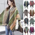 thumbnail image 1 of Women's Soft Knit Shawl Tassel Fringed Wrap Color Block Cardigan Sweater, 1 of 5