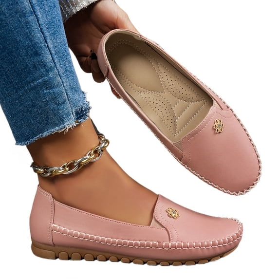 Women’s Soft Leather Loafers Slip On Flats Comfort Walking Casual Driving Shoes Plus Size