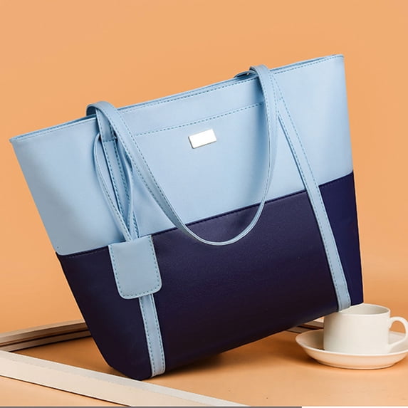 Women's Soft Leather Tote Shoulder Bag - Large Capacity Casual Handbag with Tassel, Stylish & Easy to Maintain for Work Travel and Everyday Use Blue