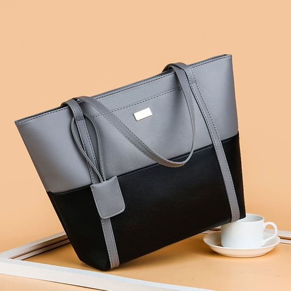 Women's Soft Leather Tote Shoulder Bag - Large Capacity Casual Handbag with Tassel, Stylish & Easy to Maintain for Work Travel and Everyday Use Gray