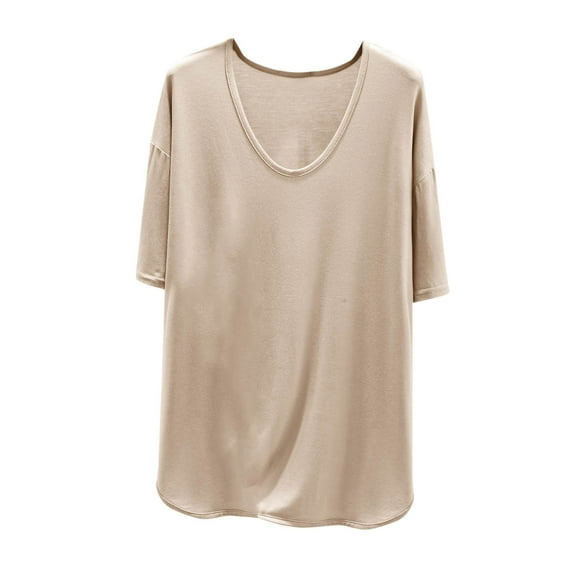 Women's Soft Lightweight Modal Tops 2025 Summer Short Sleeve U-Neck Basic Casual T-shirt Solid Lounge Pajama Tees