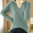 thumbnail image 1 of Women's Soft Lightweight V Neck Sweater Long Sleeve Pullover for Fall Everyday Casual Comfortable Knit Tops for Women Trendy 2025, 1 of 7