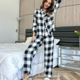 thumbnail image 1 of ebukurty Plaid Pajama Sets for Women 2 Piece Soft Long Sleeve Sleepwear Black and White Loungewear Pjs Set, 1 of 10