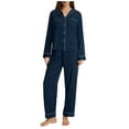thumbnail image 1 of Women's Soft Long Sleeve Pajama Set - 2 Piece Button Up Pockets Sleepwear Lounge Pjs, Moisture-Wicking Comfy Button Down Ladies Loungewear, 1 of 5