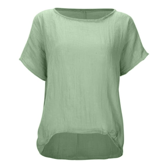 Women’s Soft Loose Fit Short Sleeve T Shirt Linen Blouse With High Low Hem Womens Long Sleeve Spandex T Shirt Athletic V Neck Shirts Women Phrasing Shirt Women S Long Sleeve Shirts Tee Shirts Women