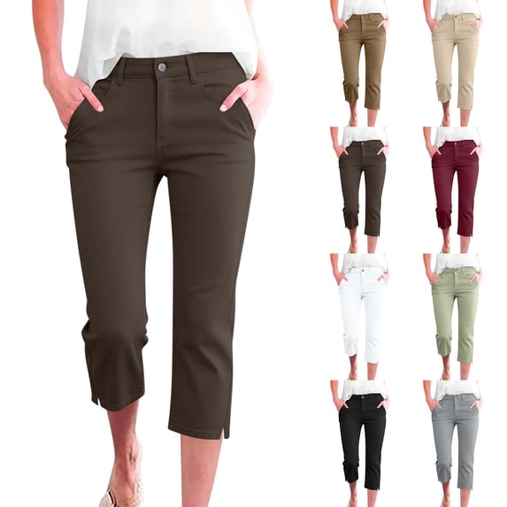 Women's Soft Nylon Spandex Mid Waist Compression Yoga Leggings, 7/8 Length Tummy Control for Workout, Running, Gym, Daily Casual Athletic | TruBelle,Khaki L
