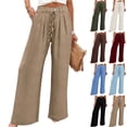 thumbnail image 1 of Women's Soft Nylon Spandex Stretch Trousers, Elastic Waist Straight Leg Long Pants with Functional Pockets, Tummy Control Slimming Fit, Casual Daily Wear, Work & Weekend | TruHer,Green 2XL, 1 of 6