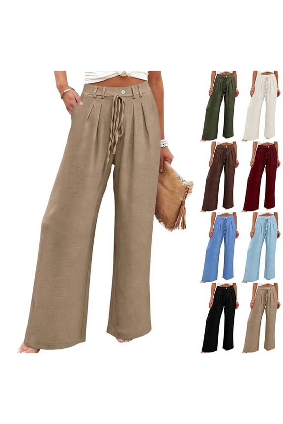 Women's Soft Nylon Spandex Stretch Trousers, Elastic Waist Straight Leg Long Pants with Functional Pockets, Tummy Control Slimming Fit, Casual Daily Wear, Work & Weekend | TruHer,Black L