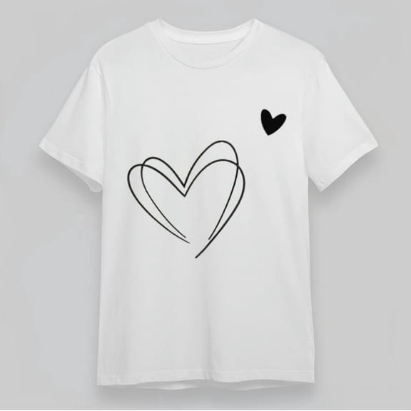 Women's Soft Oversize T-Shirt Minimalist Overlapping Hearts Graphic CottonTee