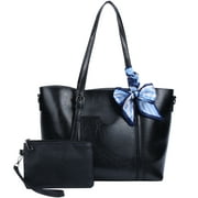 Women's Soft PU Leather Tote Vintage Bag , Ladies Handbags for Work Office Daily Used, Black