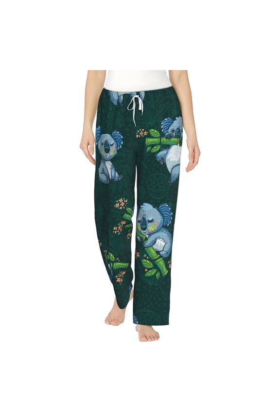 Women's Soft Pajama Pants Comfy Long Sleep Lounge Pockets, Cute Koalas Tropical