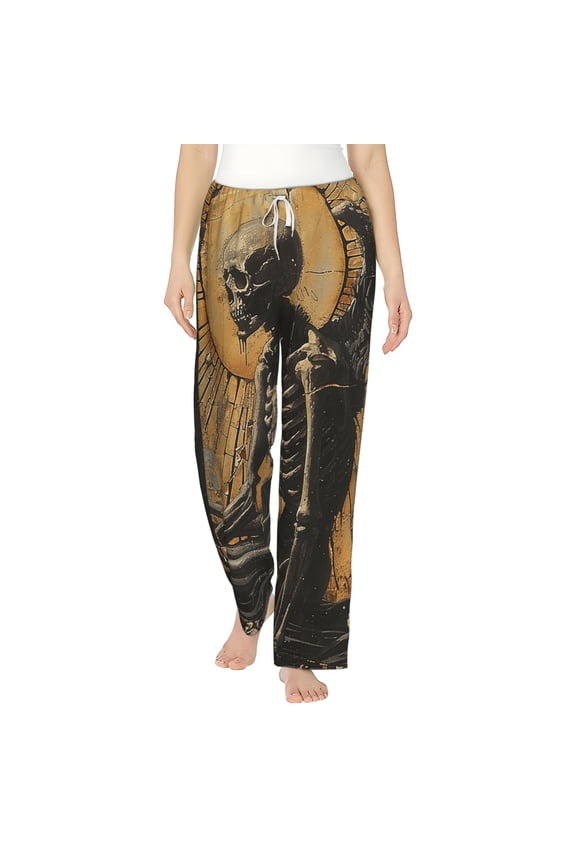 Women's Soft Pajama Pants Comfy Long Sleep Lounge Pockets, Grim Reaper Skeleton Angel Vintage Horror