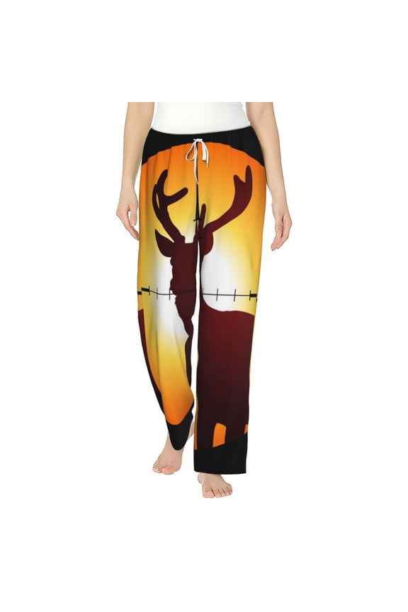 Women's Soft Pajama Pants Comfy Long Sleep Lounge Pockets, Target Deer Elk Hunting