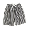 thumbnail image 1 of Women's Soft Plaid Shorts Elastic Waist Wide Leg Shorts Loose Fit Summer Comfy Bottoms, 1 of 3