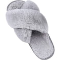 thumbnail image 1 of Women's Soft Plush Lightweight House Slippers Fuzzy Cross Band Slip on Open Toe Cozy Indoor Outdoor Slippers, 1 of 7