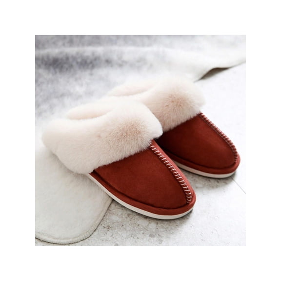 Women’s Soft Plush Lined Slippers, Woolen Fluffy for Outdoor & Indoor Dual Use