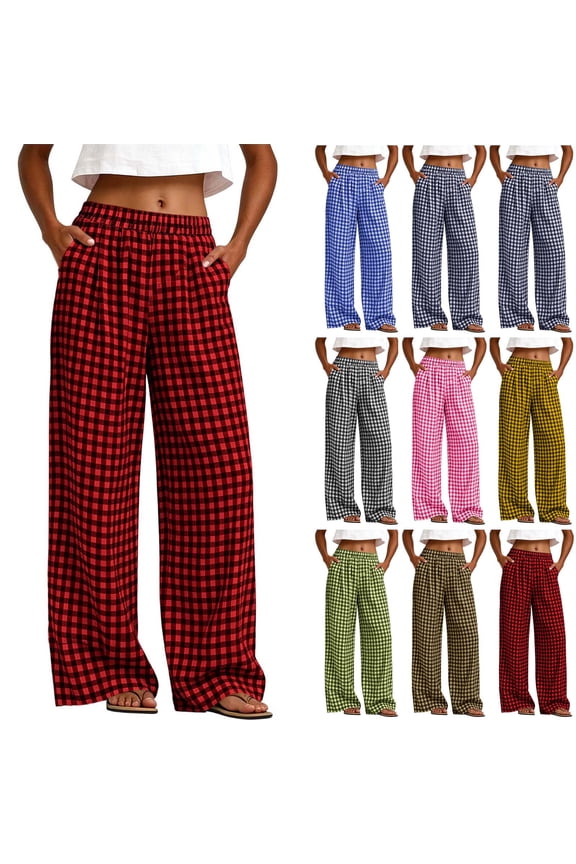 Women's Soft Polycotton Wide Leg Pants, Elastic Waist Pull On With Tummy Control, Stretchy Full Length Pants For Casual Work, Travel, And Everyday | TruHer,Black 2XL