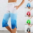 thumbnail image 1 of Women's Soft Polyester Blend Elastic Waist Capris, Side Pockets for Practicality, Tummy Control Flattering Fit, Mid Waist Pull On Lounge Crop Pants, Yoga Workout Summer | TruBelle,Green L, 1 of 8
