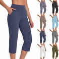 thumbnail image 1 of Women's Soft Polyester Blend Yoga Pants with Pockets, Mid Waisted Tummy Control, 4-Way Stretch, Squat Proof Workout Leggings for Running, Gym, Daily Casual & Active | TruHer,Navy M, 1 of 8