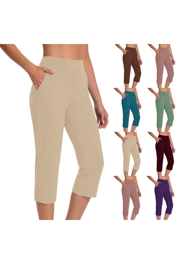 Women's Soft Polyester Blend Yoga Pants with Pockets, Mid Waisted Tummy Control, 4-Way Stretch, Squat Proof Workout Leggings for Running, Gym, Daily Casual & Active | TruHer,Army Green L