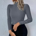 thumbnail image 1 of Women's Soft Pullover Sweater Cedar Solid Color High Neck Casual Long Sleeve, 1 of 8