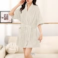 thumbnail image 1 of Women's Soft Robes , Women's Thickened Fleece Plaid Drying Absorbent Bandage Hooded Bathrobe Robes Style B-8 New Robe for Women Lightweight White One Size, 1 of 5