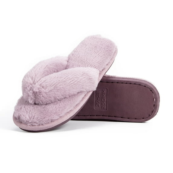 Women's Soft Sandals House Shoes Cotton Plush Flops Flat Fur Slippers For Walking Around The Backyard House