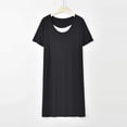 thumbnail image 1 of Women's Soft Short Sleeve Nightgown Crew Neck Stretchy Comfortable Loose Midi Bedroom Loungewear Dress Black Pajama Dress Women XL, 1 of 5