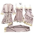 thumbnail image 1 of Women's Soft Silk Pajama Set Cami Top Nightgown Lace Night Robe Sleepwear Robe Sets Nightdress With Chest Pads, 1 of 3