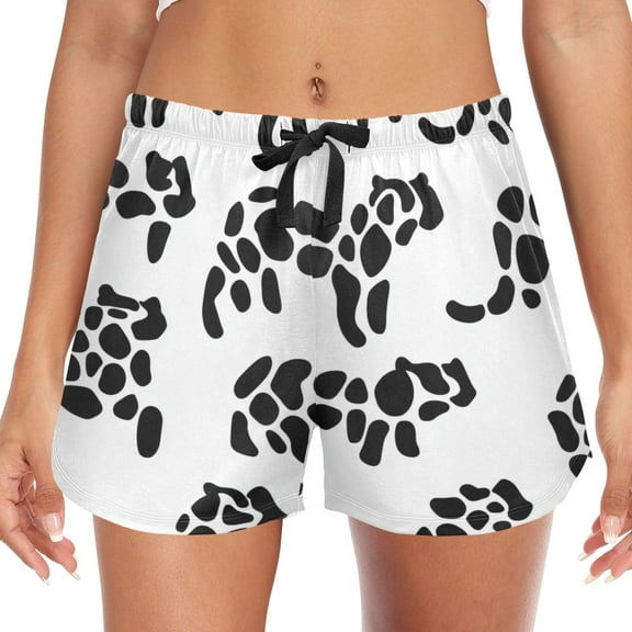 Women's Soft Sleep Shorts Relaxed Fit Lounge Pajama Bottoms Shorts for Women Pajama for Home and Comfort Black Leopard Print Pattern