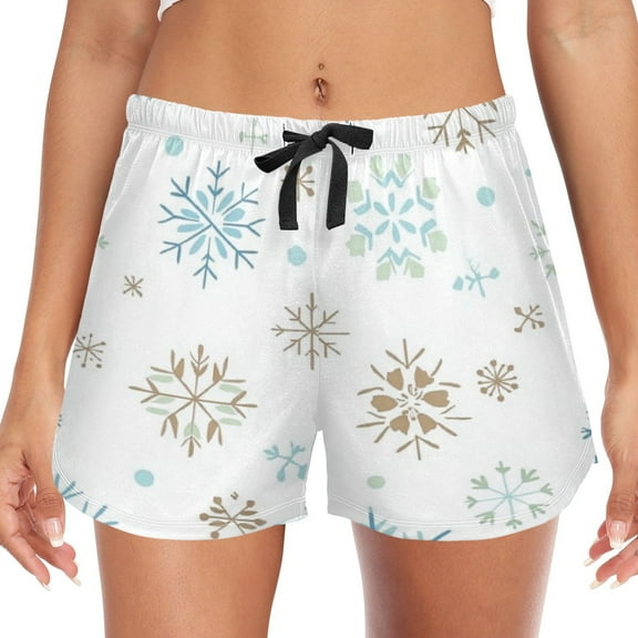 Women's Soft Sleep Shorts Relaxed Fit Lounge Pajama Bottoms Shorts for Women Pajama for Home and Comfort Cartoon Snowflake