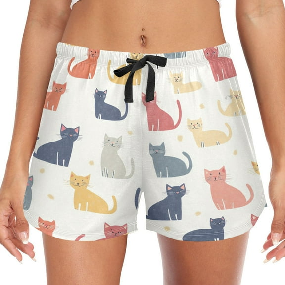 Women's Soft Sleep Shorts Relaxed Fit Lounge Pajama Bottoms Shorts for Women Pajama for Home and Comfort Cat Pattern