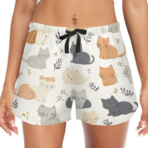 Women's Soft Sleep Shorts Relaxed Fit Lounge Pajama Bottoms Shorts for Women Pajama for Home and Comfort Cat