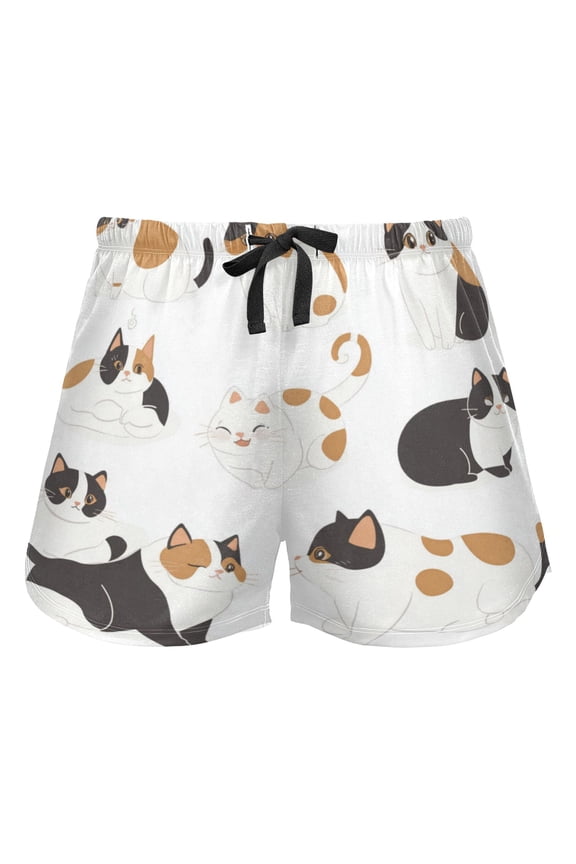 Women's Soft Sleep Shorts Relaxed Fit Lounge Pajama Bottoms Shorts for Women Pajama for Home and Comfort Chubby Cats