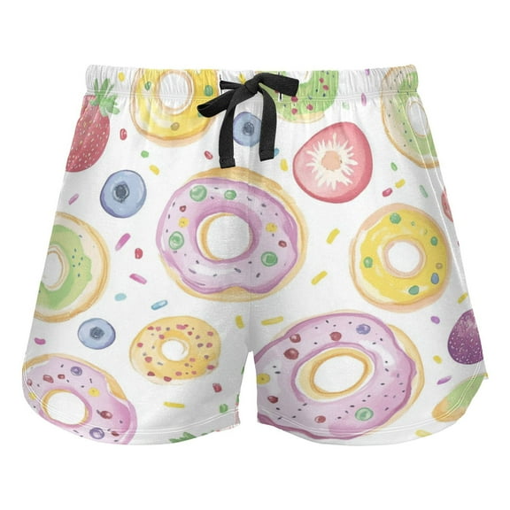 Women's Soft Sleep Shorts Relaxed Fit Lounge Pajama Bottoms Shorts for Women Pajama for Home and Comfort Colorful Doughnuts Pattern