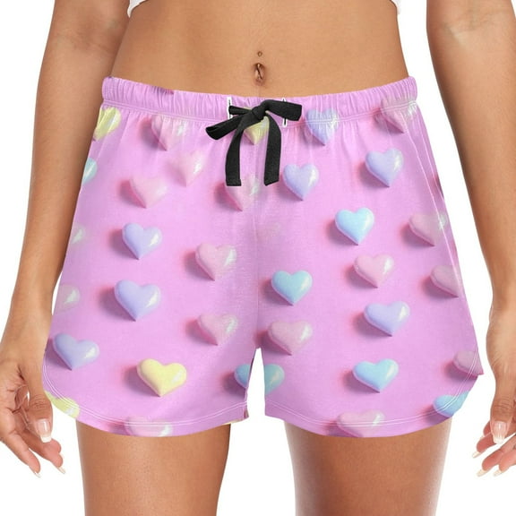 Women's Soft Sleep Shorts Relaxed Fit Lounge Pajama Bottoms Shorts for Women Pajama for Home and Comfort Colorful Little Love Heart