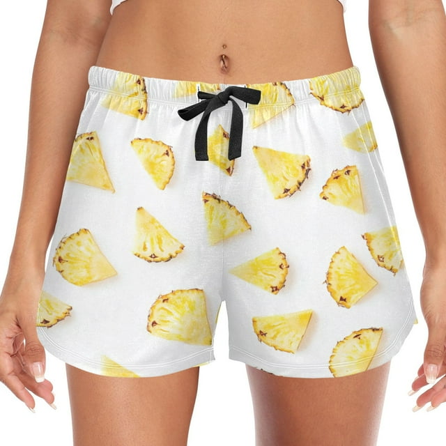 Women's Soft Sleep Shorts Relaxed Fit Lounge Pajama Bottoms Shorts for Women Pajama for Home and Comfort Crisp Pineapple Slices