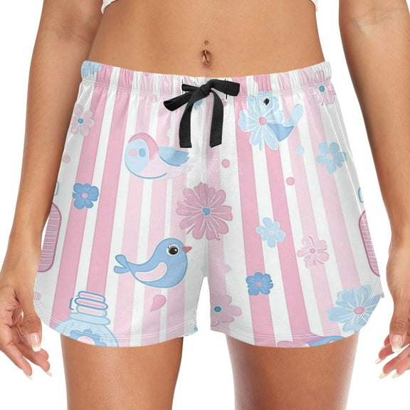 Women's Soft Sleep Shorts Relaxed Fit Lounge Pajama Bottoms Shorts for Women Pajama for Home and Comfort Cute Bird Pattern