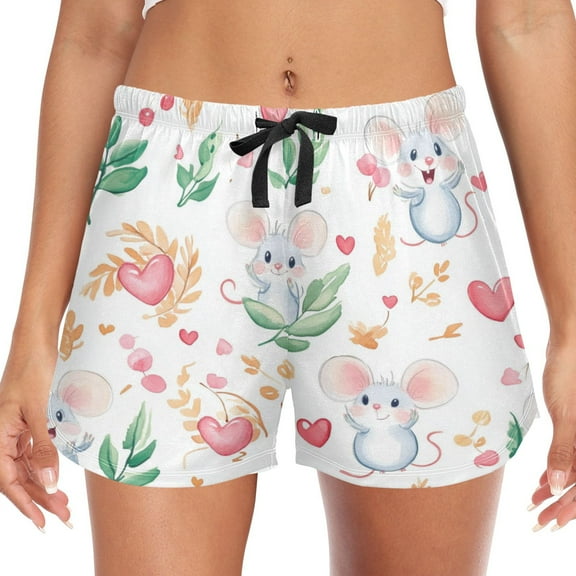 Women's Soft Sleep Shorts Relaxed Fit Lounge Pajama Bottoms Shorts for Women Pajama for Home and Comfort Cute Cartoon Mouse Pattern