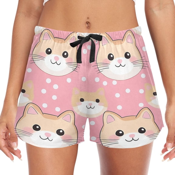 Women's Soft Sleep Shorts Relaxed Fit Lounge Pajama Bottoms Shorts for Women Pajama for Home and Comfort Cute Cat Face