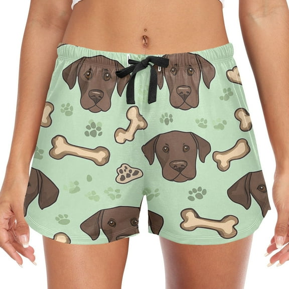 Women's Soft Sleep Shorts Relaxed Fit Lounge Pajama Bottoms Shorts for Women Pajama for Home and Comfort Dog Head and Bone