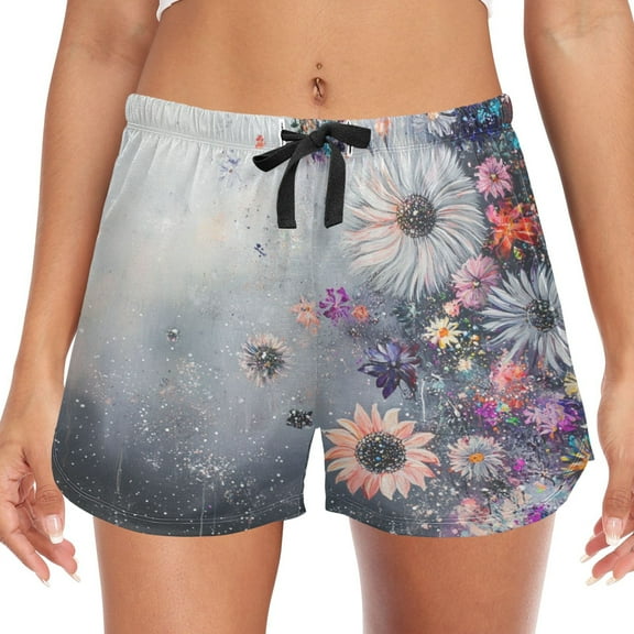 Women's Soft Sleep Shorts Relaxed Fit Lounge Pajama Bottoms Shorts for Women Pajama for Home and Comfort Featuring Floating Flowers