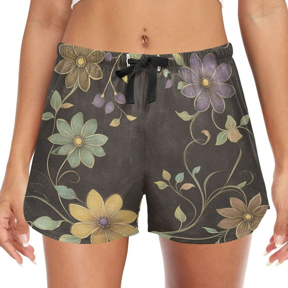Women's Soft Sleep Shorts Relaxed Fit Lounge Pajama Bottoms Shorts for Women Pajama for Home and Comfort Flowers and Vines