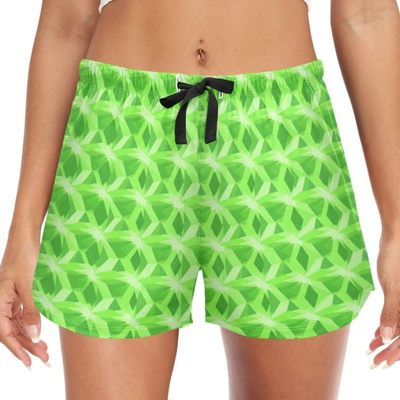Women's Soft Sleep Shorts Relaxed Fit Lounge Pajama Bottoms Shorts for Women Pajama for Home and Comfort Green Points Pattern