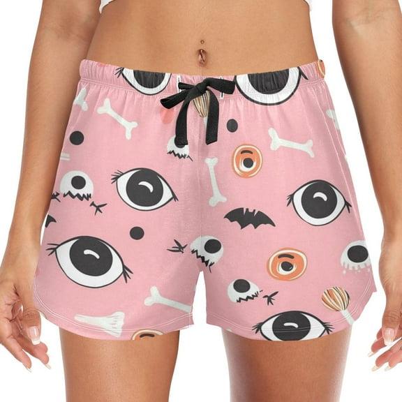 Women's Soft Sleep Shorts Relaxed Fit Lounge Pajama Bottoms Shorts for Women Pajama for Home and Comfort Hlloween-themed Eyes