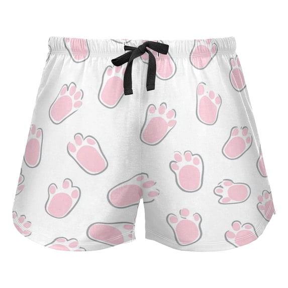 Women's Soft Sleep Shorts Relaxed Fit Lounge Pajama Bottoms Shorts for Women Pajama for Home and Comfort Pink Bunny Footprints