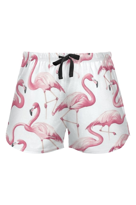 Women's Soft Sleep Shorts Relaxed Fit Lounge Pajama Bottoms Shorts for Women Pajama for Home and Comfort Pink Flamingos Pattern